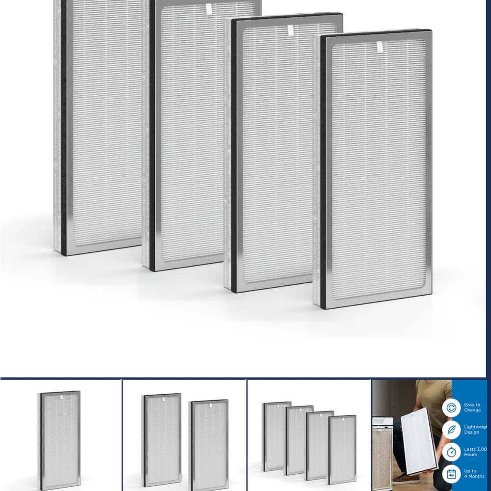 Medify Air MA-40r 4 Set of 4 Air Purifier Filters - Black and White